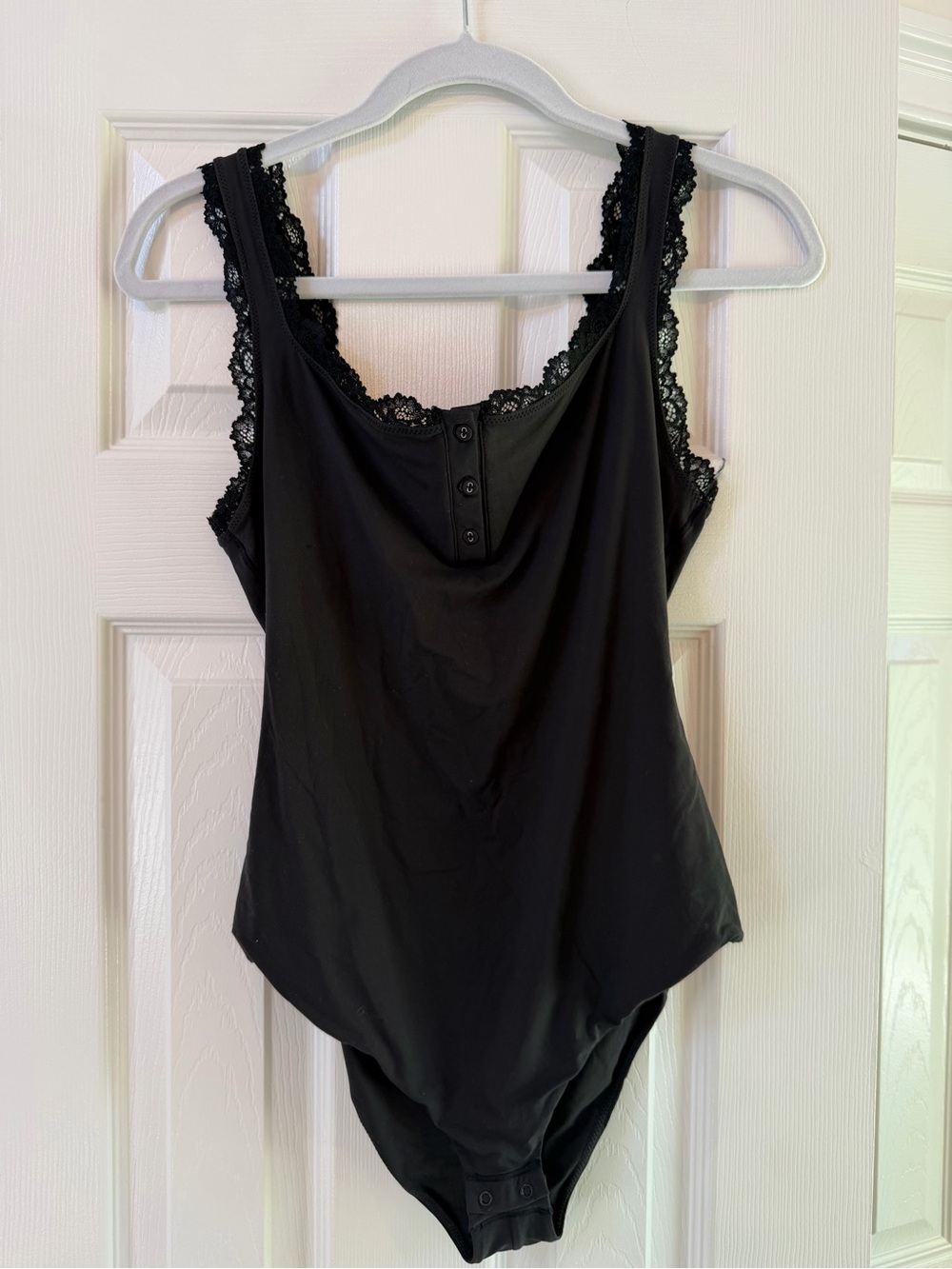Skims Black Lace Trim Sleeveless Bodysuit